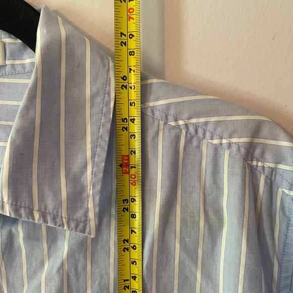 AYR Deep End Blue White Stripe Button Down Shirt Preppy Oversized Cotton Small - Picture 8 of 9